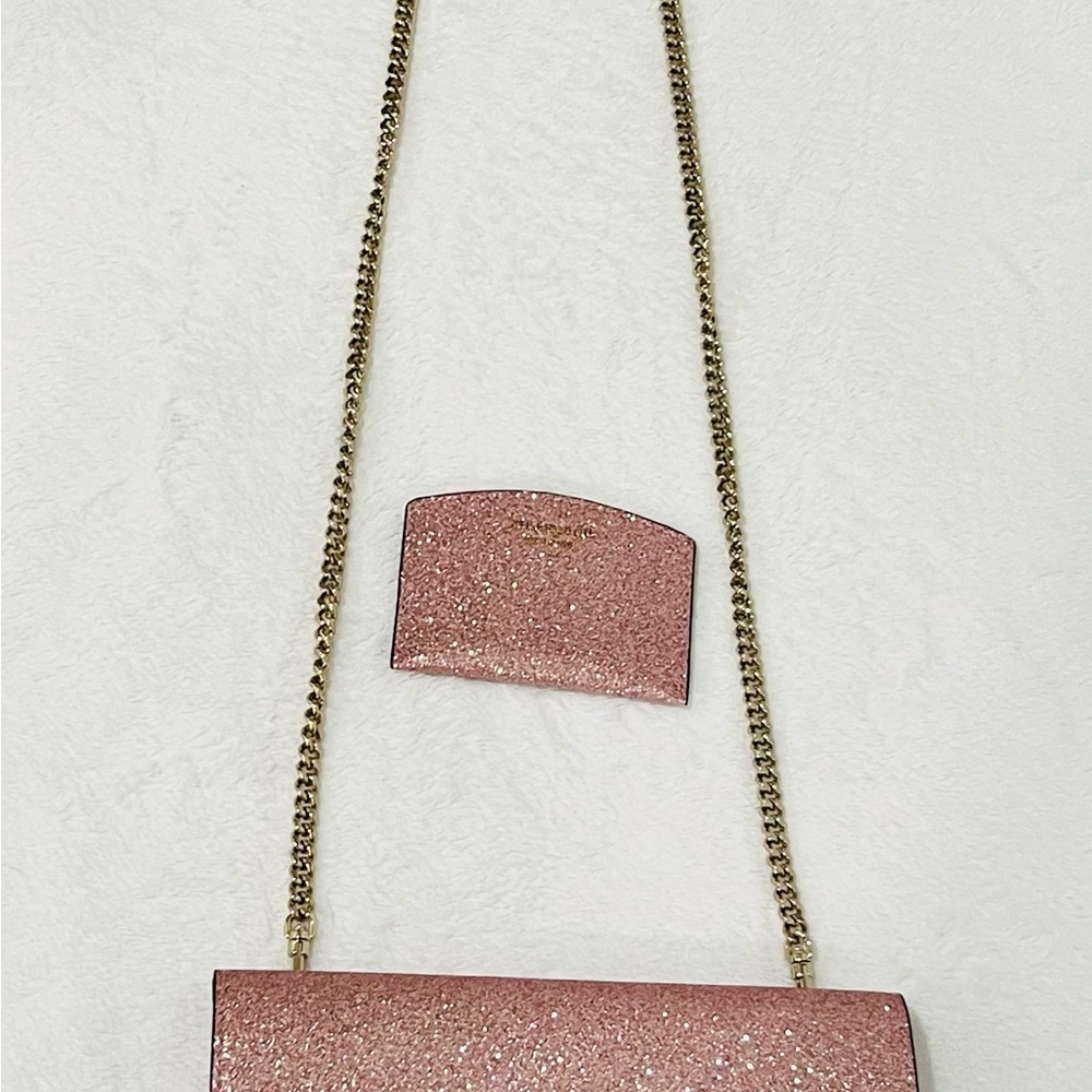 Kate Spade Glimmer Glitter clutch with card holder and chain - Picture 8 of 10
